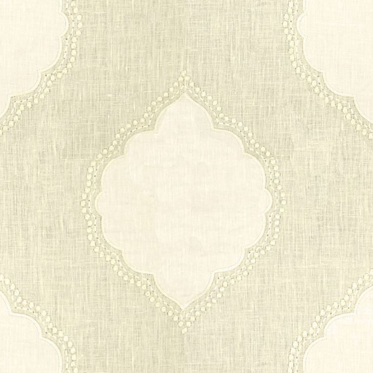 Sample 33422.1.0 Ivory Multipurpose Medallion Motif Fabric by Kravet Couture