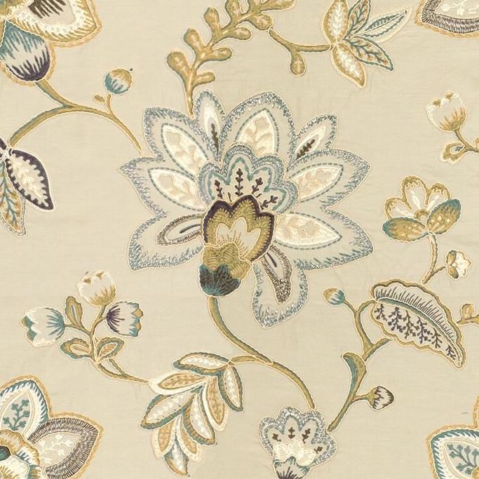 Sample 33628.516.0 Gilded Plaza Platinum Gold Upholstery Botanical Foliage Fabric by Kravet Couture
