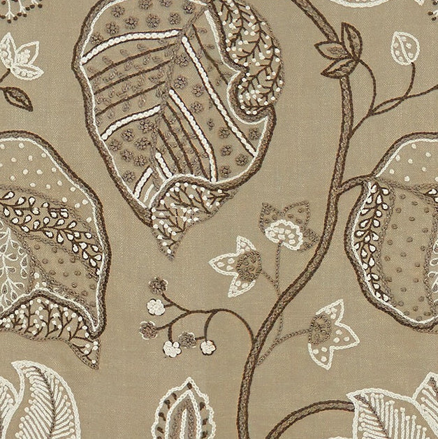 Sample 33633.1611.0 Handmade Floral Smoked Pearl Beige Multipurpose Botanical Foliage Fabric by Kravet Cout