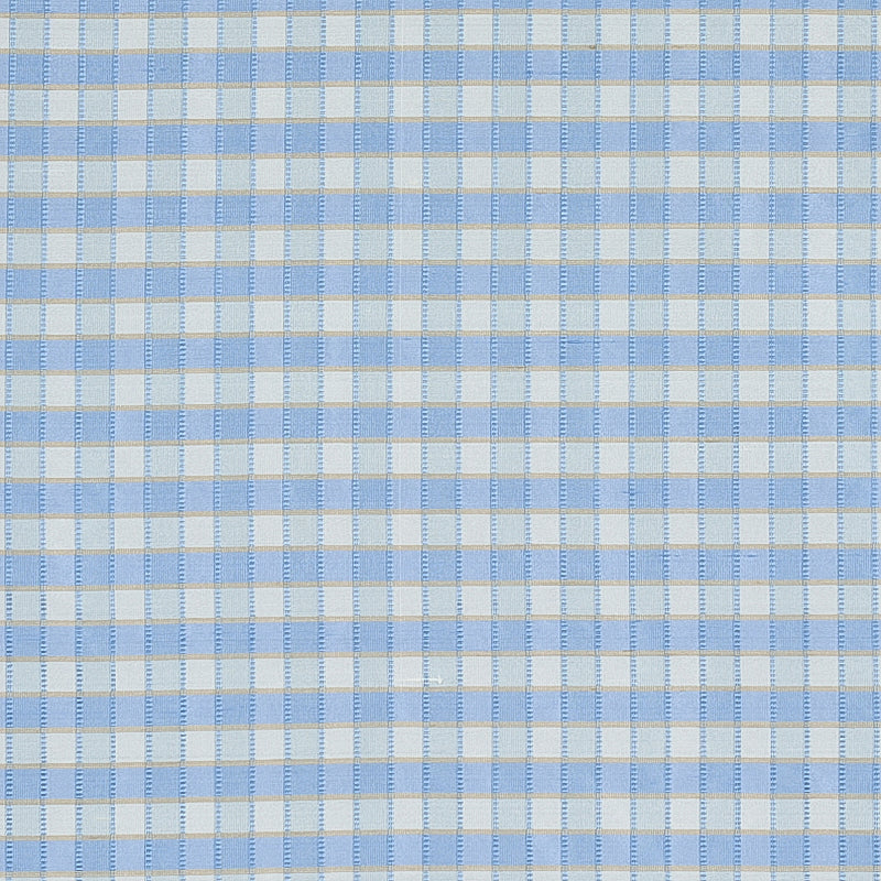 View 3453005 Ingrid Silk Check Sky by Schumacher Fabric