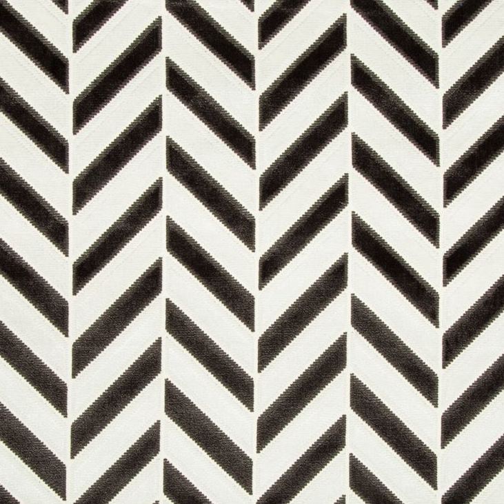 Sample 34779.81.0 Pinnacle Velvet Ivory Noir Black Upholstery Geometric Fabric by Kravet Couture