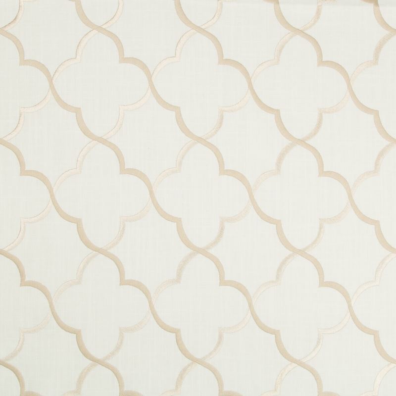 Sample 35293.116.0 White Multipurpose Lattice Scrollwork Fabric by Kravet Basics