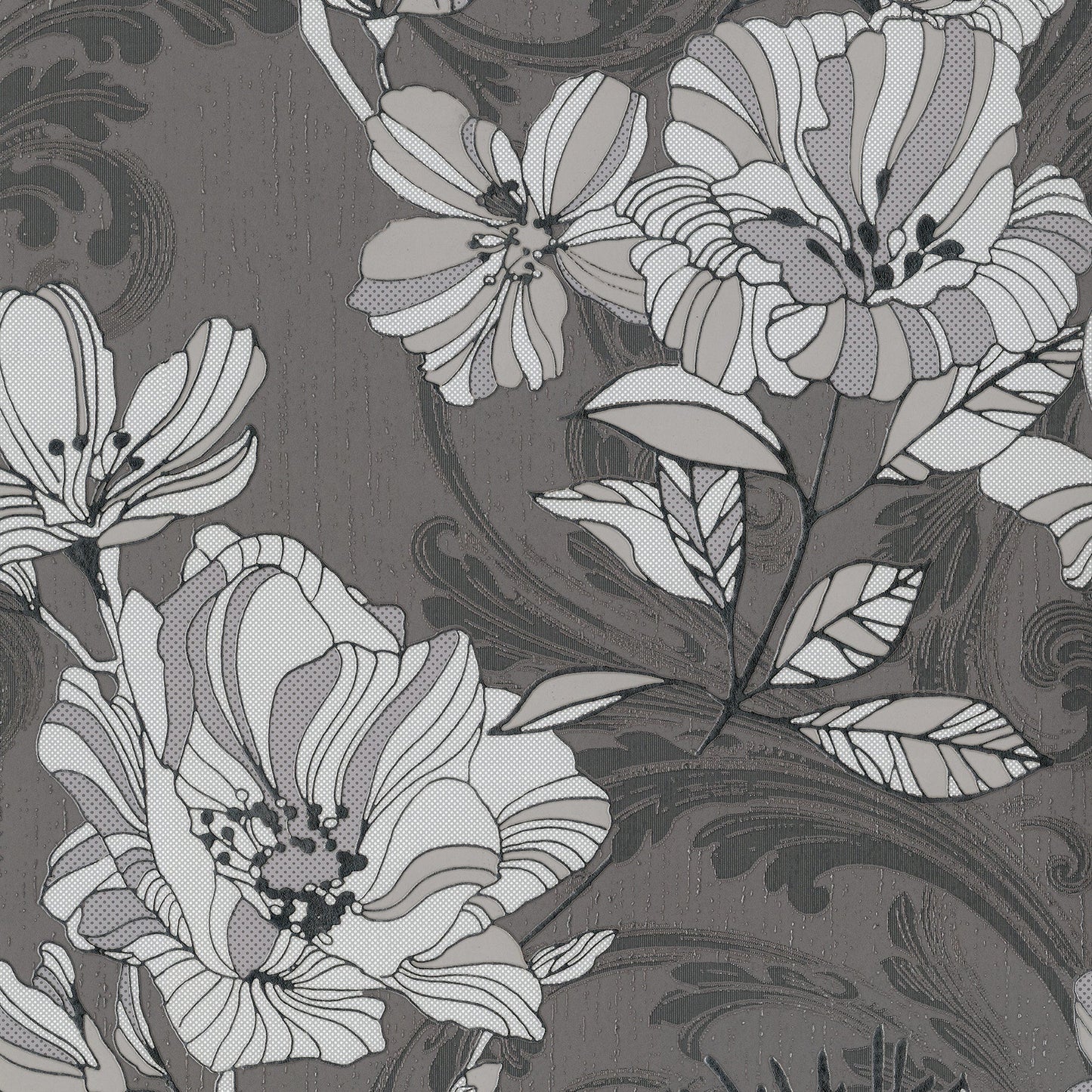 Purchase 4019-86401 Lustre, Selene Silver Mucha Floral by A-Street Prints Wallpaper