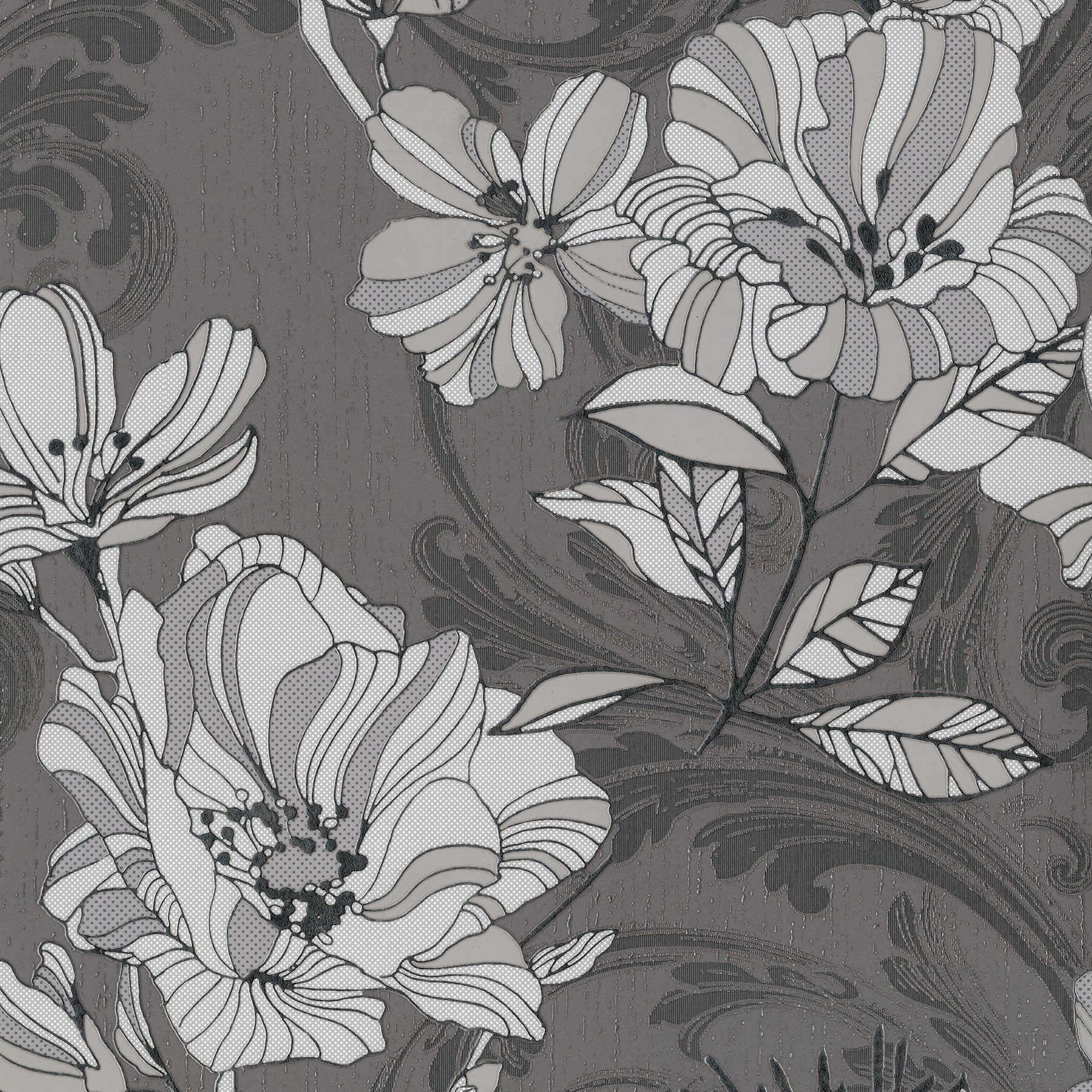 Purchase 4019-86401 Lustre, Selene Silver Mucha Floral by A-Street Prints Wallpaper