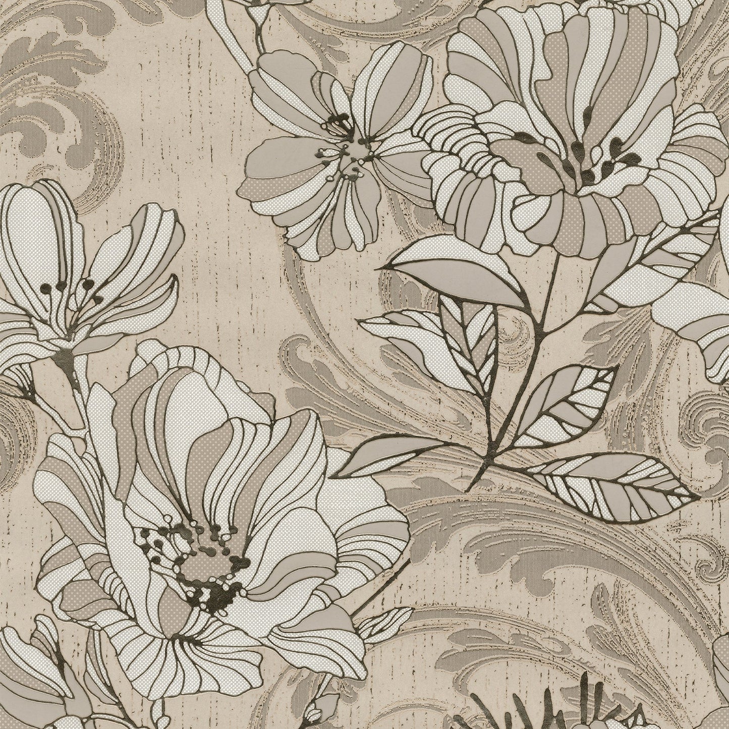 Purchase 4019-86402 Lustre, Selene Gold Mucha Floral by A-Street Prints Wallpaper