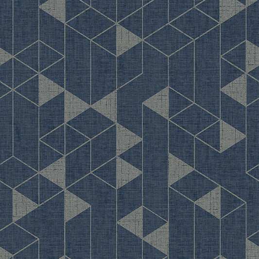Purchase 4034-26775 A-Street Wallpaper, Fairbank Navy Linen Geometric - Scott Living III