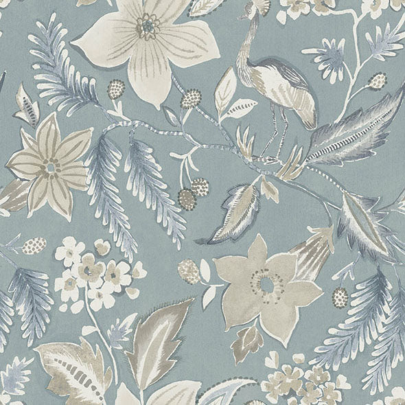 Purchase 4034-26791 A-Street Wallpaper, Crestwood Sky Blue Crowned Crane - Scott Living III