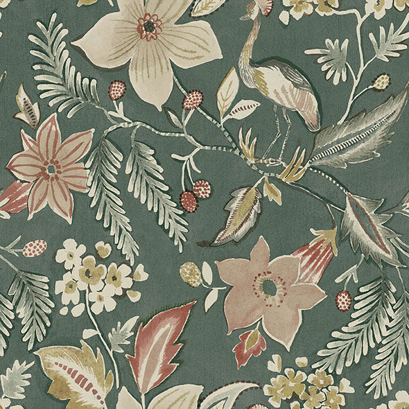 Purchase 4034-26792 A-Street Wallpaper, Crestwood Sea Green Crowned Crane - Scott Living III