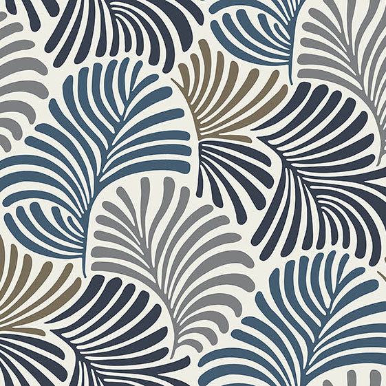 Purchase 4034-72124 A-Street Wallpaper, Trousdale Dark Blue Fanning Flora - Scott Living III