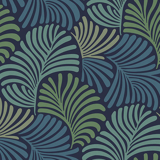 Purchase 4034-72125 A-Street Wallpaper, Trousdale Navy Fanning Flora - Scott Living III