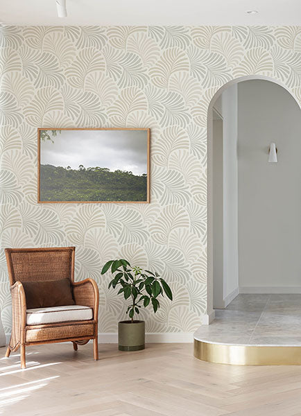 4034-72129 | Scott Living III, Trousdale Neutral Fanning Flora - A-Street  Wallpaper