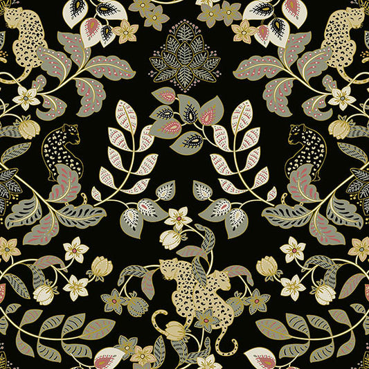 Purchase 4034-72131 A-Street Wallpaper, Getty Black Jungle Damask - Scott Living III