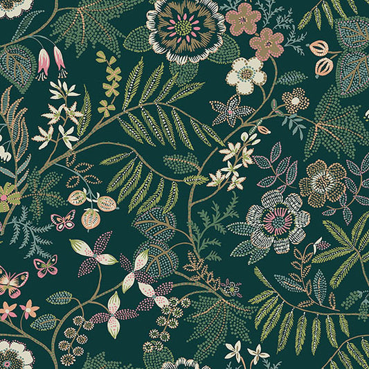 Purchase 4034-72139 A-Street Wallpaper, Marilyn Green Floral Trail - Scott Living III