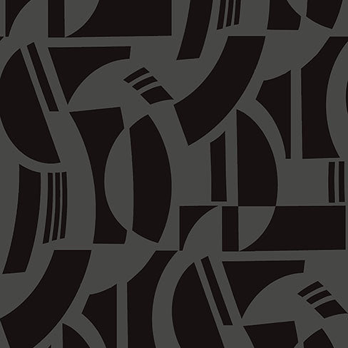 Purchase 4034-87379 A-Street Wallpaper, Carter Black Geometric Flock - Scott Living III