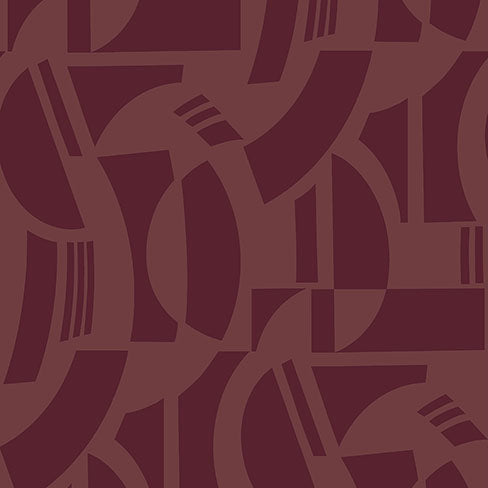 Purchase 4034-87380 A-Street Wallpaper, Carter Burgundy Geometric Flock - Scott Living III