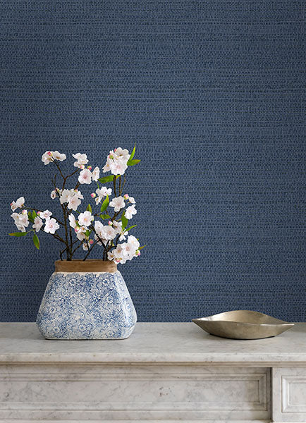 Purchase 4071-70055 Advantage Wallpaper, Balantine Navy Weave - Blue Heron1