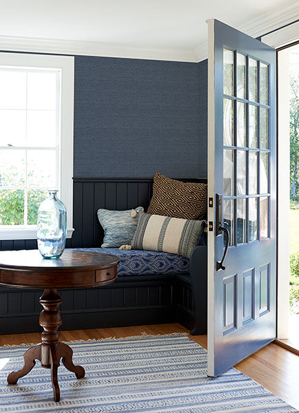 Purchase 4071-70055 Advantage Wallpaper, Balantine Navy Weave - Blue Heron12