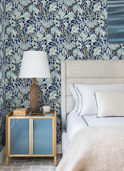 Purchase 4071-71001 Advantage Wallpaper, Kelp Garden Navy Tropical Reef - Blue Heron12