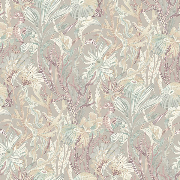 Purchase 4071-71002 Advantage Wallpaper, Kelp Garden Mauve Tropical Reef - Blue Heron