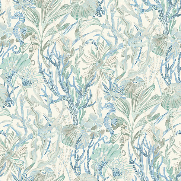 Purchase 4071-71003 Advantage Wallpaper, Kelp Garden Light Blue Tropical Reef - Blue Heron