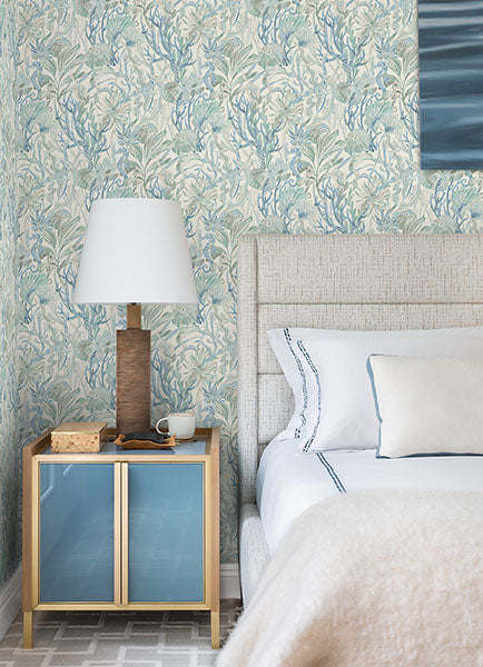 Purchase 4071-71003 Advantage Wallpaper, Kelp Garden Light Blue Tropical Reef - Blue Heron1