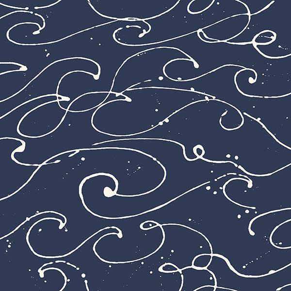 Purchase 4071-71004 Advantage Wallpaper, Kuroshio Navy Ocean Wave - Blue Heron