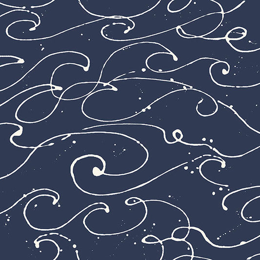 Purchase 4071-71004 Advantage Wallpaper, Kuroshio Navy Ocean Wave - Blue Heron