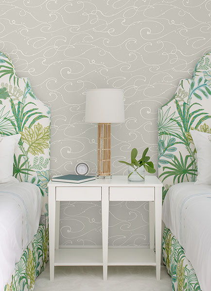 Purchase 4071-71007 Advantage Wallpaper, Kuroshio Taupe Ocean Wave - Blue Heron1