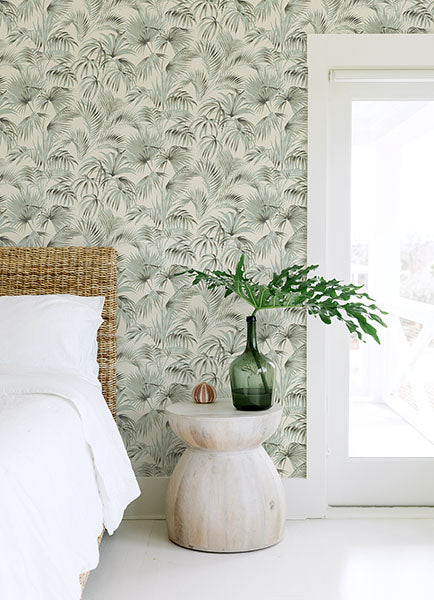 Purchase 4071-71015 Advantage Wallpaper, Manaus Aqua Palm Frond - Blue Heron1