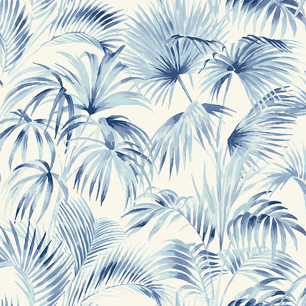 Purchase 4071-71016 Advantage Wallpaper, Manaus Blue Palm Frond - Blue Heron