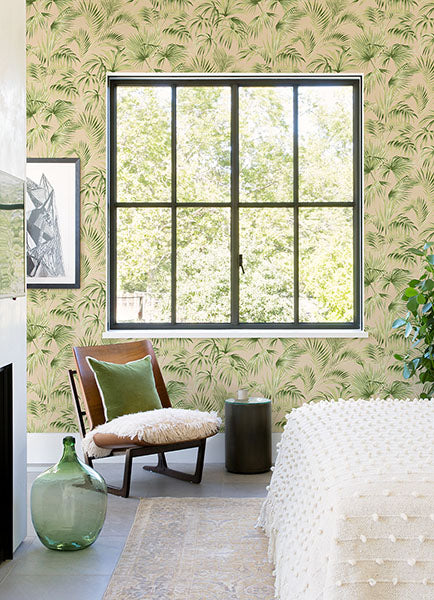Purchase 4071-71017 Advantage Wallpaper, Manaus Peach Palm Frond - Blue Heron12