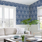 Purchase 4071-71018 Advantage Wallpaper, Helm Damask Navy Floral Medallion - Blue Heron1