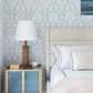 Purchase 4071-71019 Advantage Wallpaper, Helm Damask Light Blue Floral Medallion - Blue Heron1
