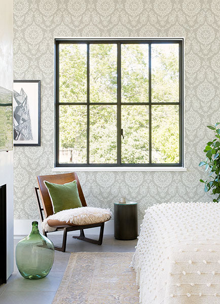 Purchase 4071-71020 Advantage Wallpaper, Helm Damask Taupe Floral Medallion - Blue Heron12