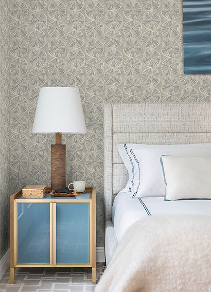 Purchase 4071-71024 Advantage Wallpaper, Sea Biscuit Grey Sand Dollar - Blue Heron12