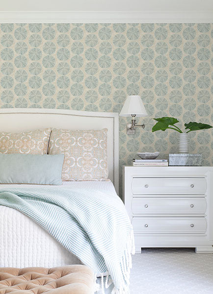 Purchase 4071-71028 Advantage Wallpaper, Sea Biscuit Aqua Sand Dollar - Blue Heron1