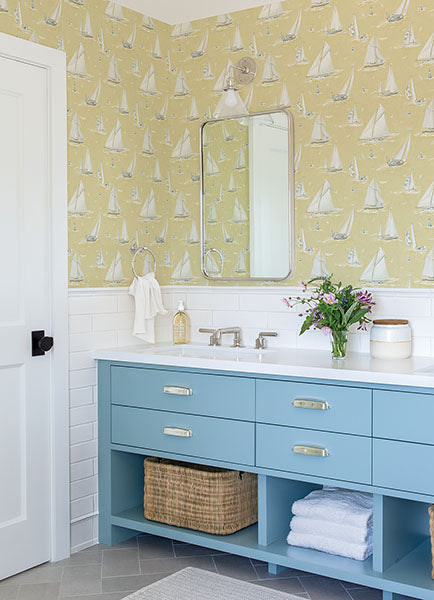 Purchase 4071-71033 Advantage Wallpaper, Leeward Yellow Sailboat - Blue Heron1
