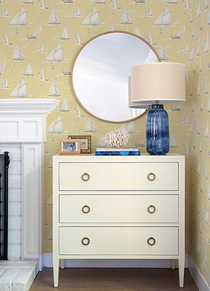 Purchase 4071-71033 Advantage Wallpaper, Leeward Yellow Sailboat - Blue Heron12