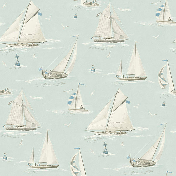 Purchase 4071-71037 Advantage Wallpaper, Leeward Aqua Sailboat - Blue Heron