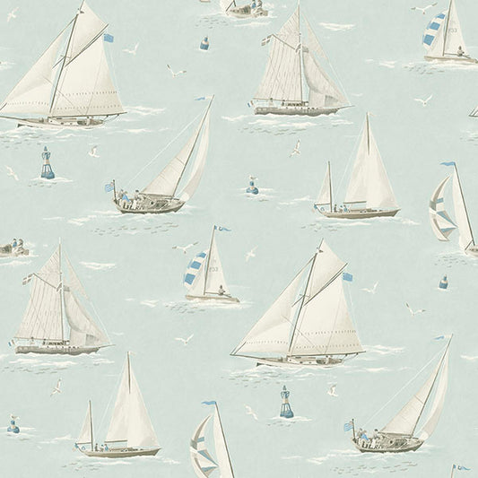 Purchase 4071-71037 Advantage Wallpaper, Leeward Aqua Sailboat - Blue Heron
