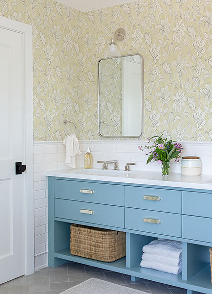 Purchase 4071-71041 Advantage Wallpaper, Plumeria Yellow Floral Trail - Blue Heron1