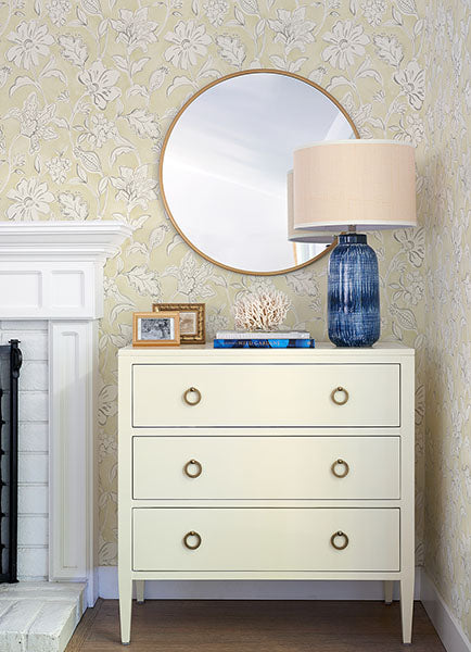 Purchase 4071-71041 Advantage Wallpaper, Plumeria Yellow Floral Trail - Blue Heron12