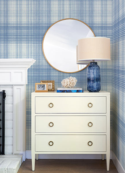 Purchase 4071-71043 Advantage Wallpaper, Madras Blue Plaid - Blue Heron12