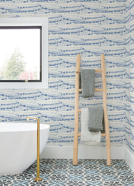 Purchase 4071-71046 Advantage Wallpaper, Rannell Navy Abstract Scallop - Blue Heron1