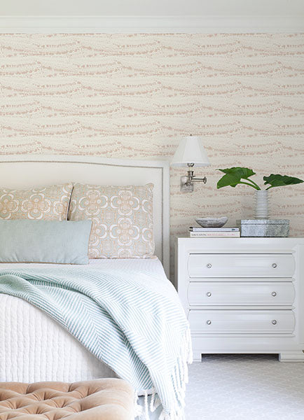 Purchase 4071-71047 Advantage Wallpaper, Rannell Peach Abstract Scallop - Blue Heron1