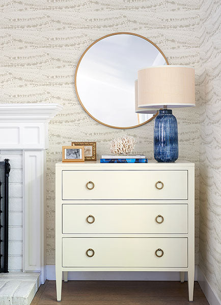 Purchase 4071-71048 Advantage Wallpaper, Rannell Beige Abstract Scallop - Blue Heron1