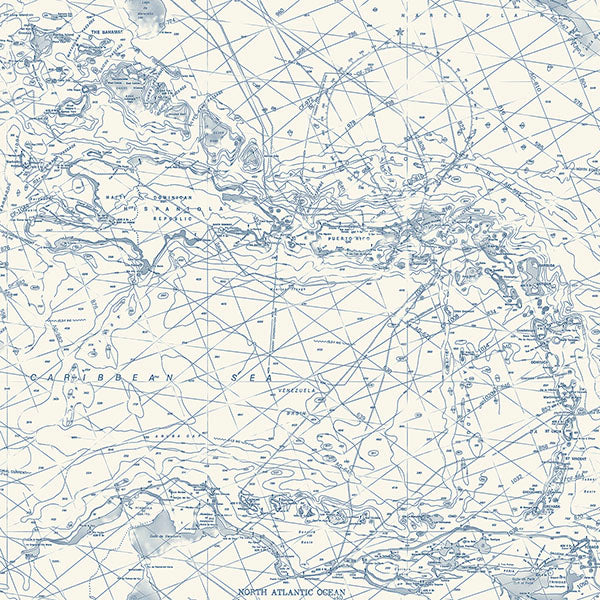 Purchase 4071-71056 Advantage Wallpaper, Charts Navy Nautical Chart - Blue Heron