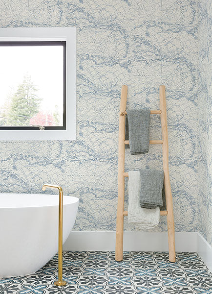 Purchase 4071-71056 Advantage Wallpaper, Charts Navy Nautical Chart - Blue Heron1