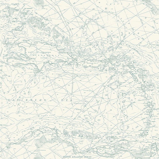 Purchase 4071-71058 Advantage Wallpaper, Charts Aqua Nautical Chart - Blue Heron