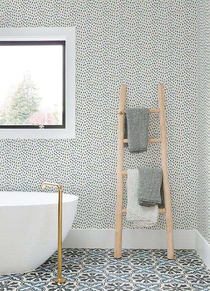 Purchase 4071-71060 Advantage Wallpaper, Sand Drips Blue Painted Dots - Blue Heron1